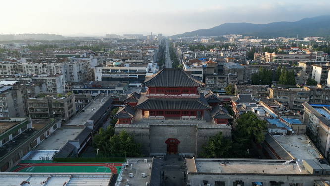 湖北襄阳博物馆地标建筑航拍