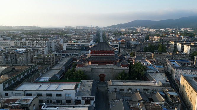 湖北襄阳博物馆地标建筑航拍