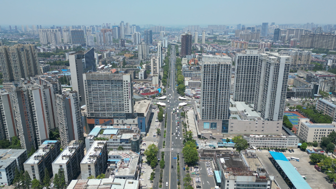 湖北襄阳城市建设航拍天际线