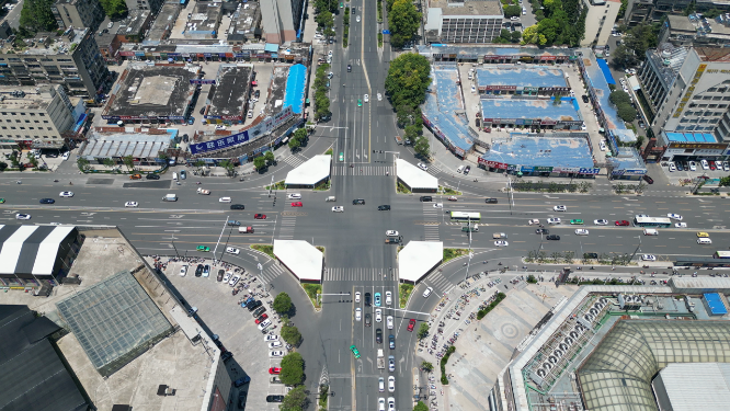 湖北襄阳城市建设航拍天际线