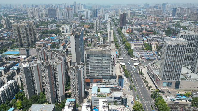 湖北襄阳城市建设航拍天际线