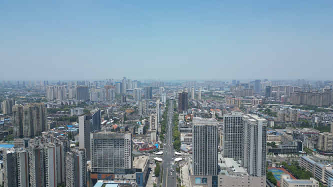 湖北襄阳城市建设航拍天际线