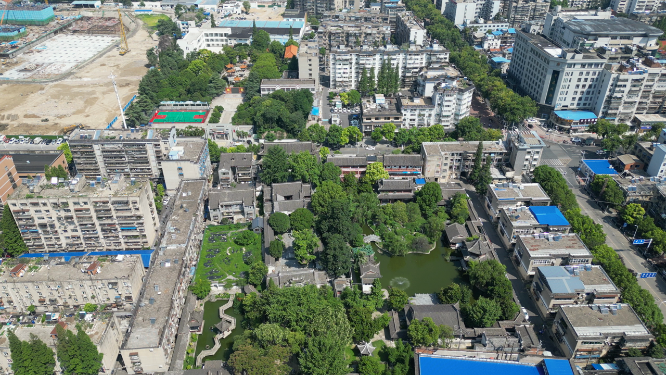 湖北襄阳米公祠历史文化古建筑航拍 