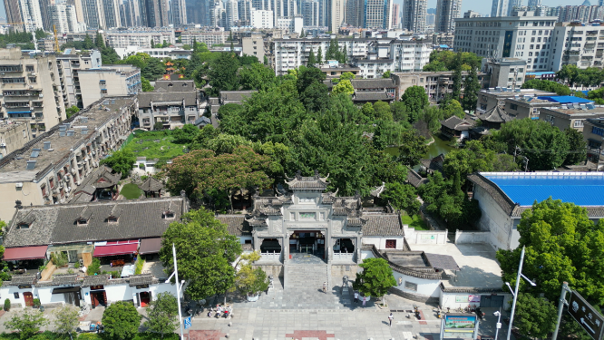 湖北襄阳米公祠历史文化古建筑航拍 