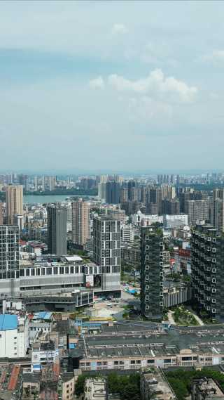 湖北鄂州城市风光竖屏航拍