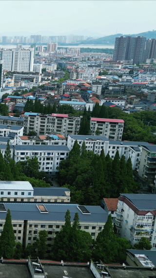 湖北鄂州城市风光竖屏航拍