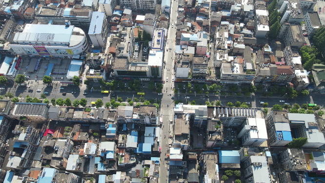 湖北随州城市老城区交通建筑航拍