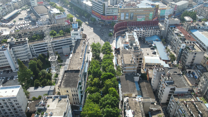 湖北随州城市老城区交通建筑航拍