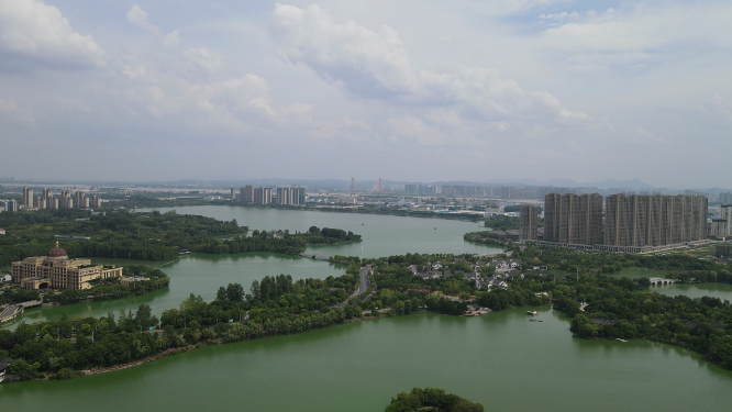 湖北黄冈遗爱湖公园4A景区航拍