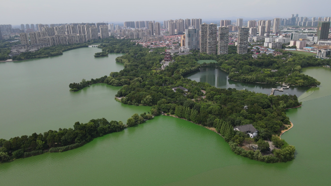 湖北黄冈遗爱湖公园4A景区航拍