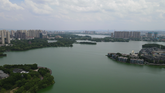 湖北黄冈遗爱湖公园4A景区航拍