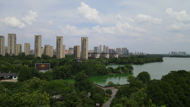 湖北黄冈遗爱湖公园4A景区航拍