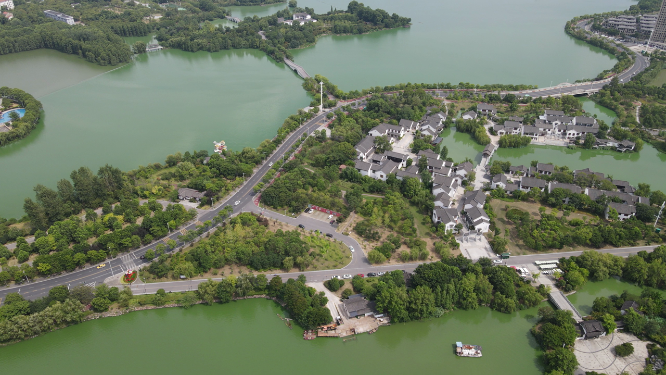 湖北黄冈遗爱湖公园4A景区航拍