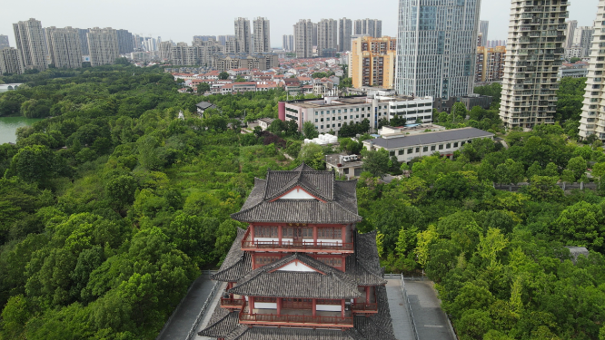 湖北黄冈遗爱湖4A景区航拍