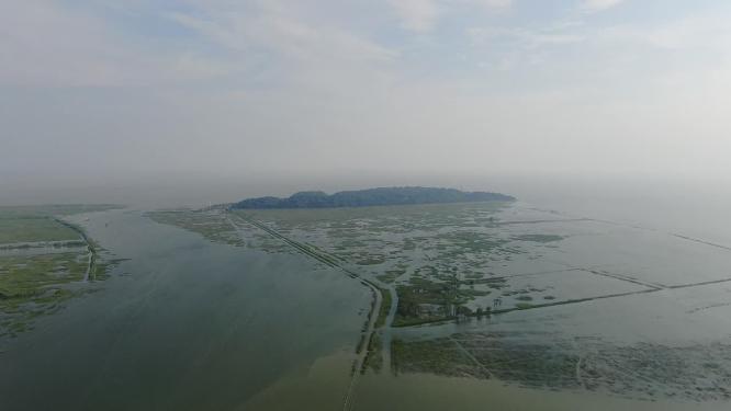湖南岳阳洞庭湖风景航拍