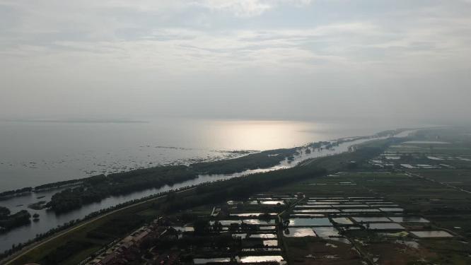 湖南岳阳洞庭湖鱼米之乡航拍