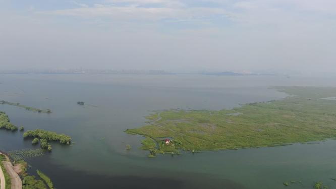 湖南岳阳洞庭湖鱼米之乡航拍