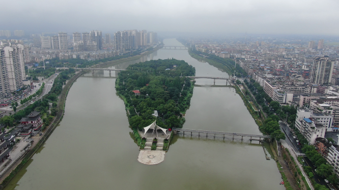 湖南湘潭湘乡市东山岛茅浒水乡4A景区航拍