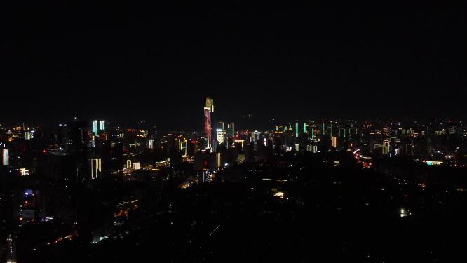 湖南长沙城市夜景交通航拍