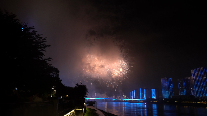 福州城市夜景烟花灯光