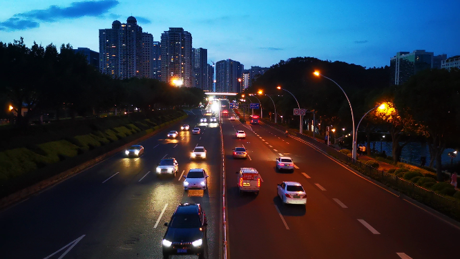 福建厦门城市夜景交通