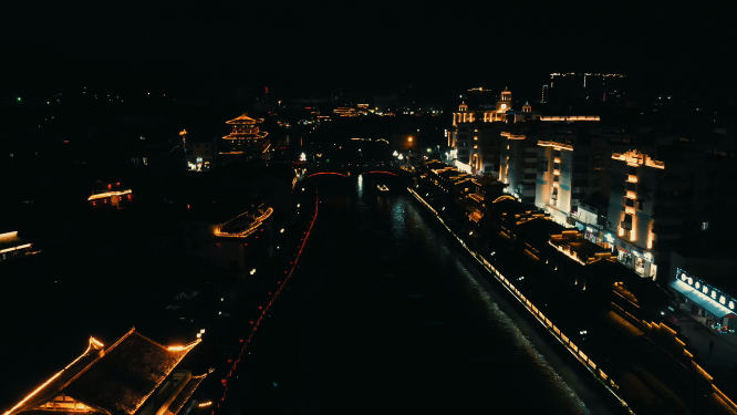 福建厦门城市夜景航拍