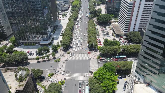 福建福州五四路城市交通航拍