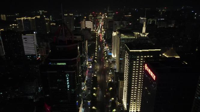 福建福州五四路夜景灯光交通航拍