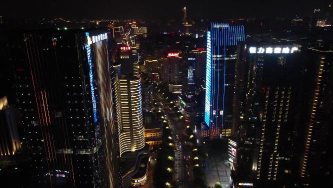 福建福州五四路夜景灯光交通航拍