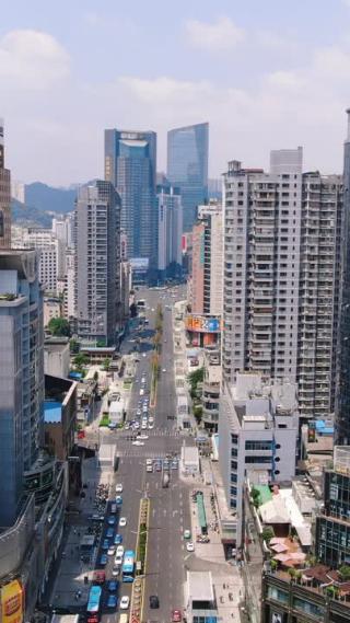 竖屏航拍贵阳城市交通