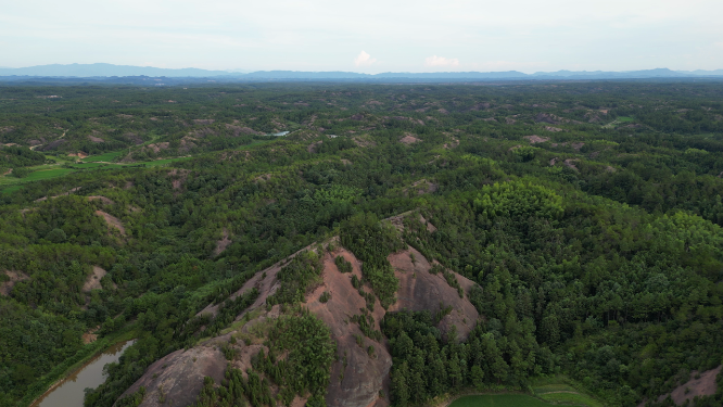 航拍丹霞地貌山川丘陵