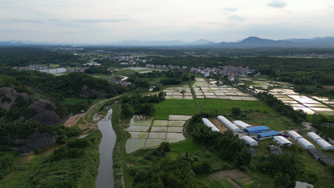 航拍乡村田园农业种植基地