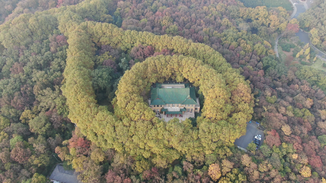 航拍南京中山陵美龄宫5A景区