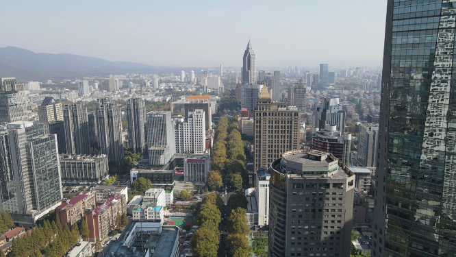 航拍南京新街口CBD商业圈