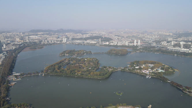 航拍南京玄武湖4A景区