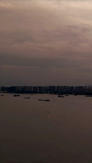 航拍城市夕阳晚霞夜幕降临