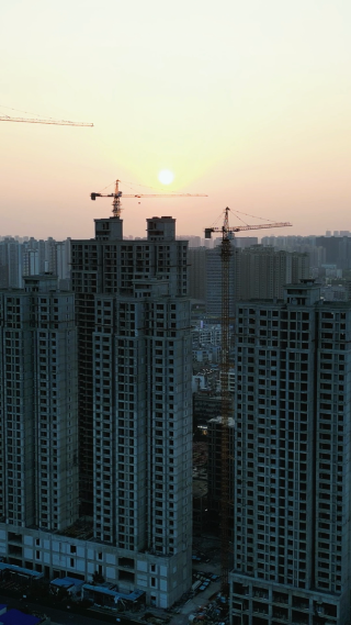 航拍城市日落晚霞湖北襄阳竖屏