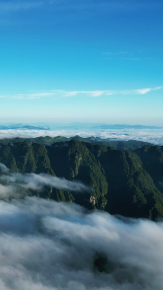航拍大自然高山云海湖北神农架风景区