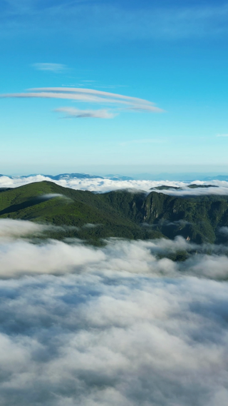 航拍大自然高山云海湖北神农架风景区