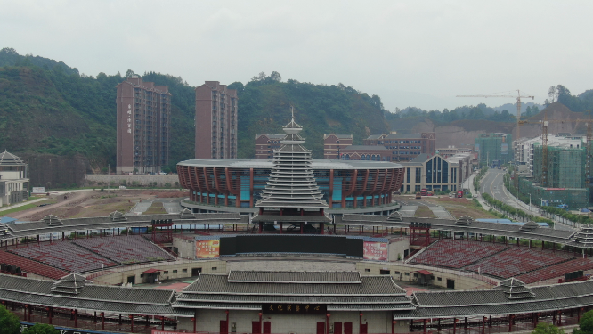 航拍少数民族特色建筑