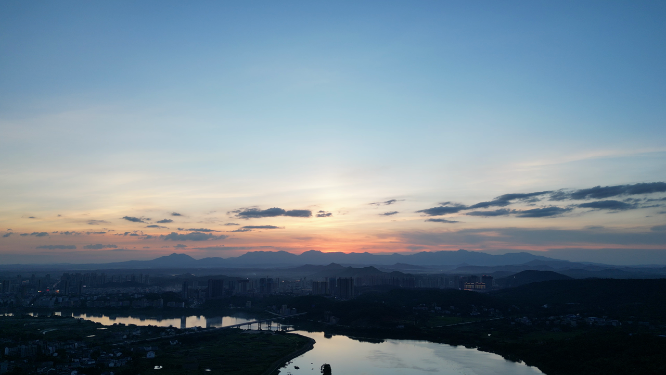 航拍日落晚霞夕阳西下