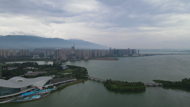 航拍江西九江八里湖风光