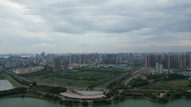 航拍江西九江城市风光 