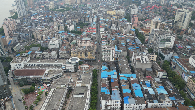 航拍江西九江城市风光