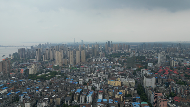 航拍江西九江城市风光