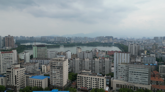 航拍江西九江城市风光