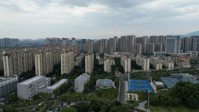 航拍江西九江城市风光 