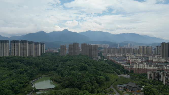 航拍江西九江城市风光 