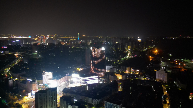 航拍江西九江夜景灯光