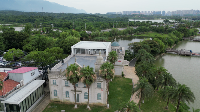 航拍江西九江婚礼公园